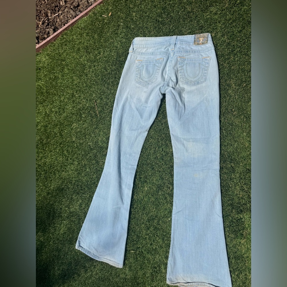 True Religion Blue Flare Wide Leg Jeans